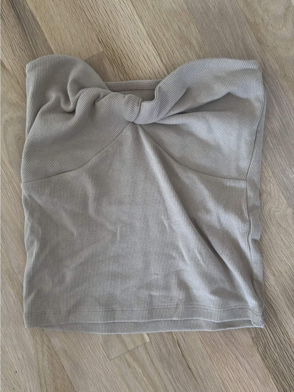 Abercrombie & Fitch Beige Twist-Front Ribbed Strapless Camisole